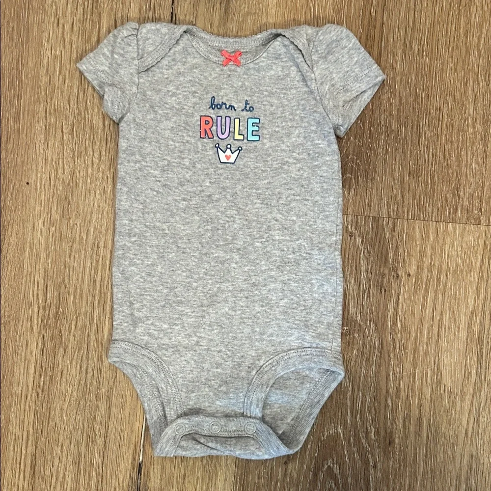 Carter's Gray Bodysuit with Colorful Crown Design